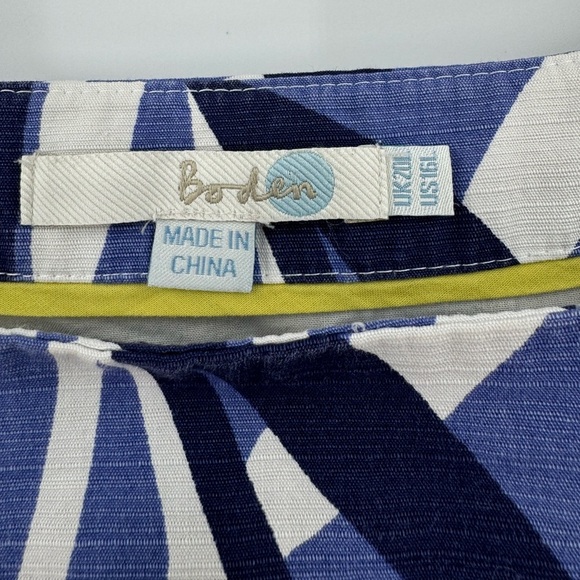 Boden Savannah Leaf Print Cotton Sheath Dress -Blue / White -Size 16 Long / Tall - Picture 5 of 6